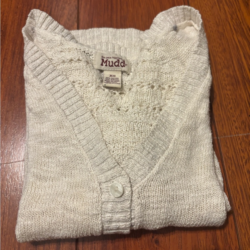 Mudd Women's Cream Open-Knit Cardigan XS